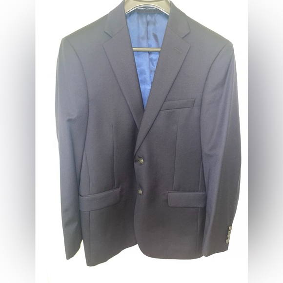 Hart Schaffner Marx 1887 Navy Blue 2 Silver Botton Wool Blazer Jacket 41R